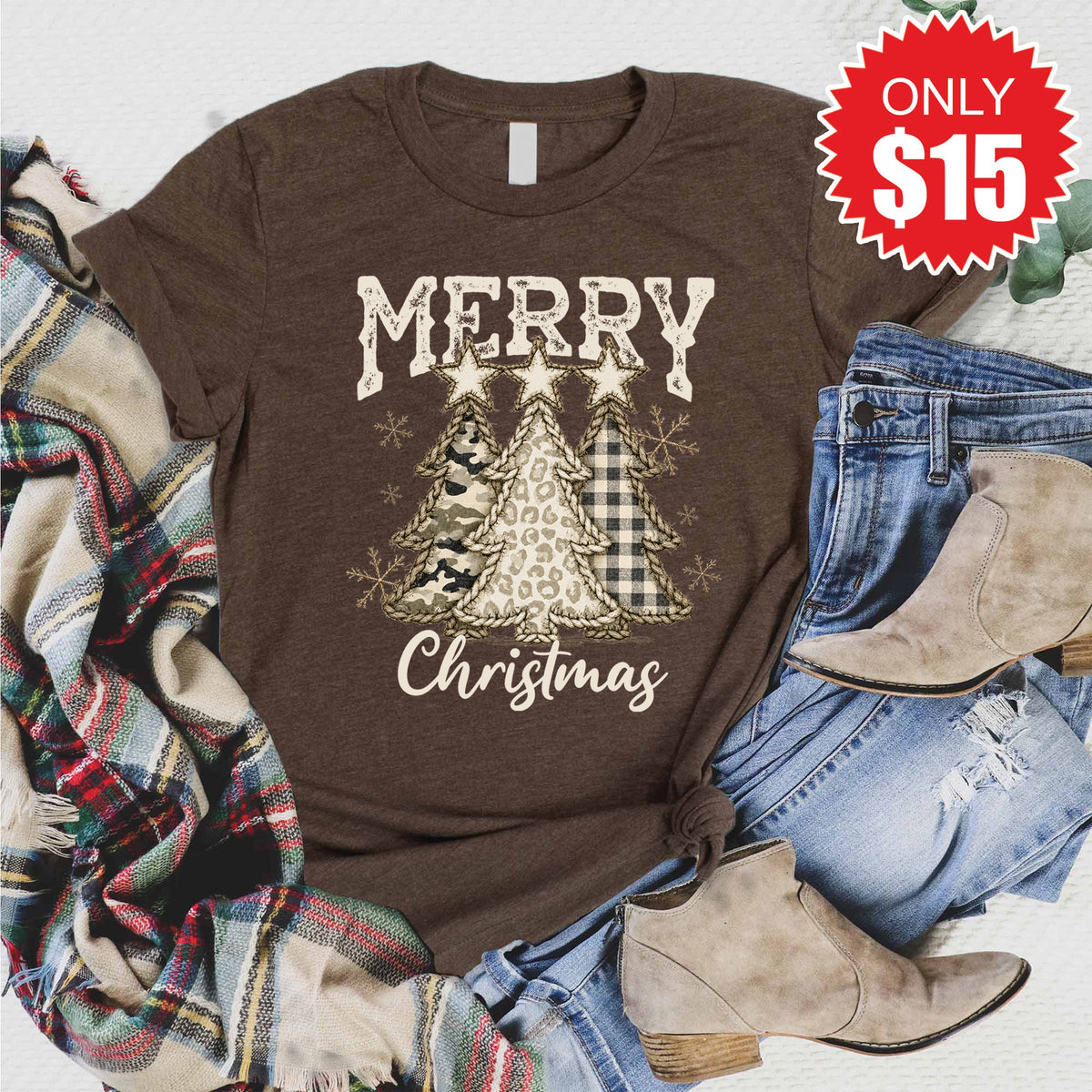 Merry Christmas Tee - Heather Brown - 15 product image 1