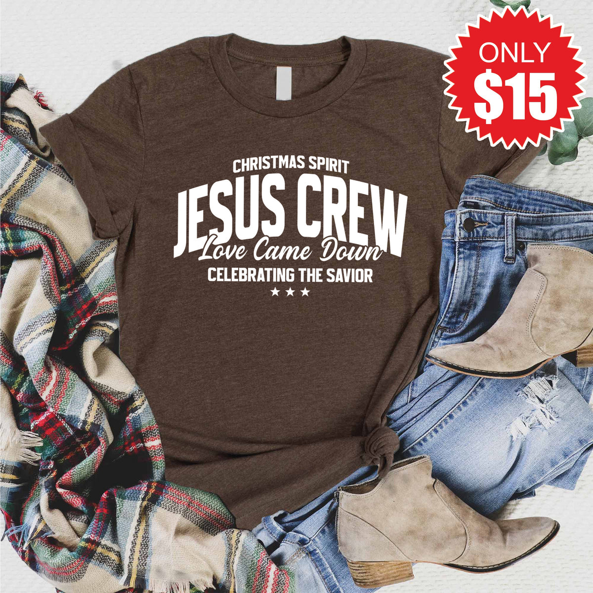 Jesus Crew Tee - Heather Brown - 15 product image 1