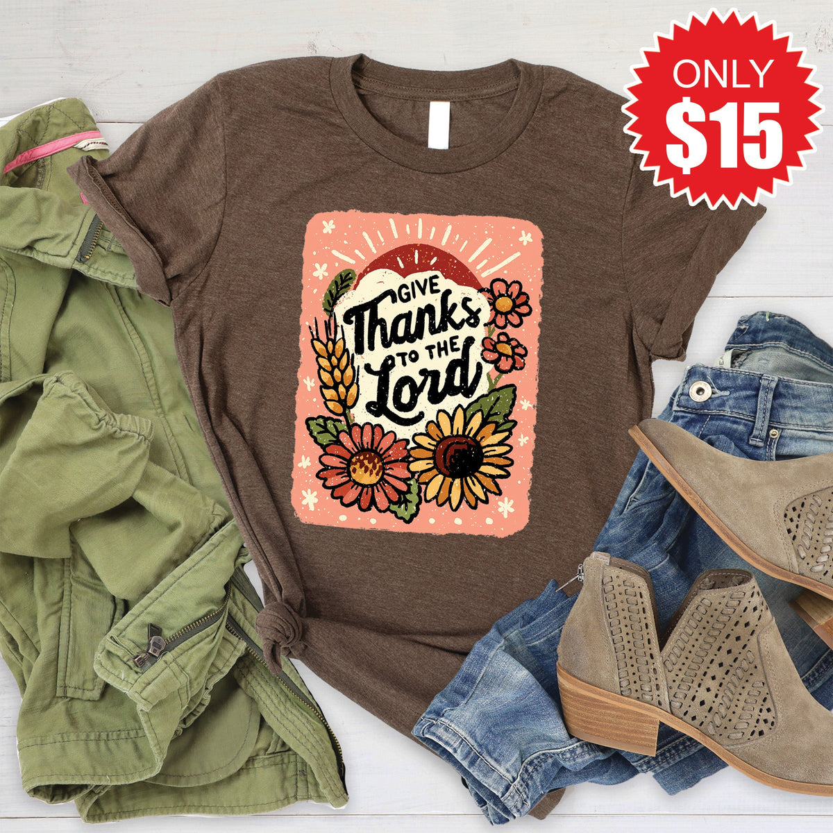 Give Thanks Tee - Heather Brown - 15 product image 1