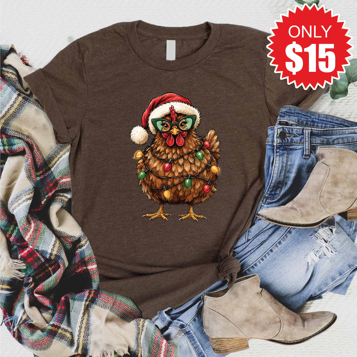 Christmas Chicken Tee - Heather Brown - 15 product image 1