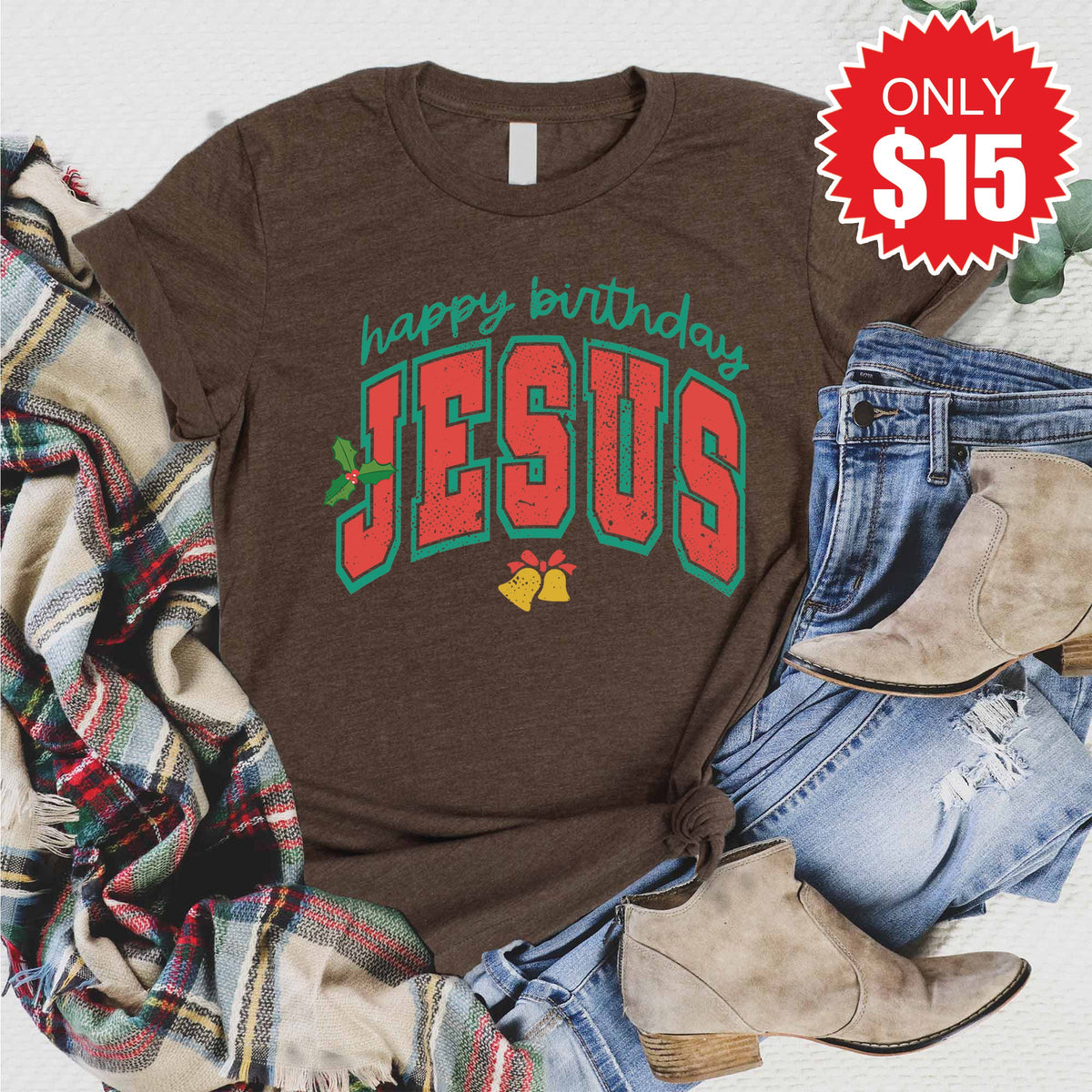 Happy Birthday Jesus Tee - Heather Brown - 15 product image 1