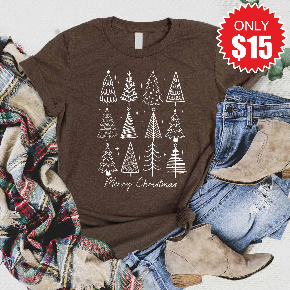 Merry Christmas Tee - Heather Brown - 15 product image 1