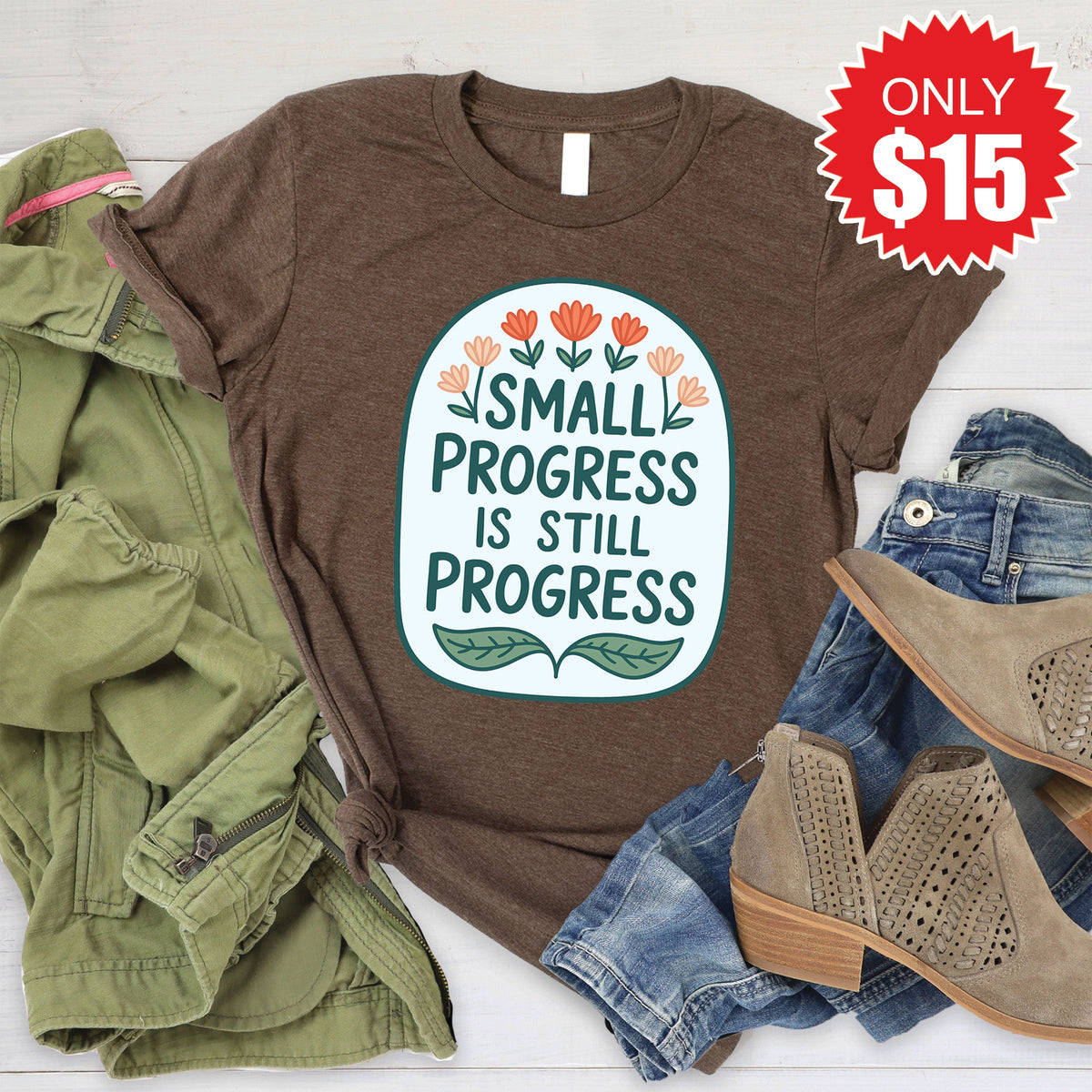 Small Progress Tee - Heather Brown - 15 product image 1
