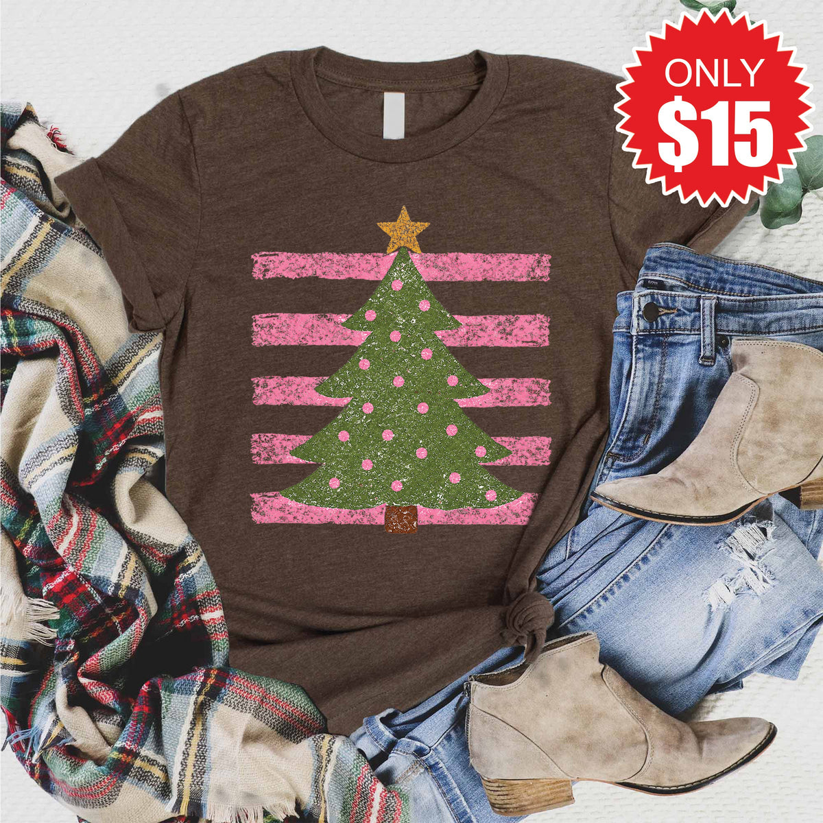 Christmas Tree Tee - Heather Brown - 15 product image 1