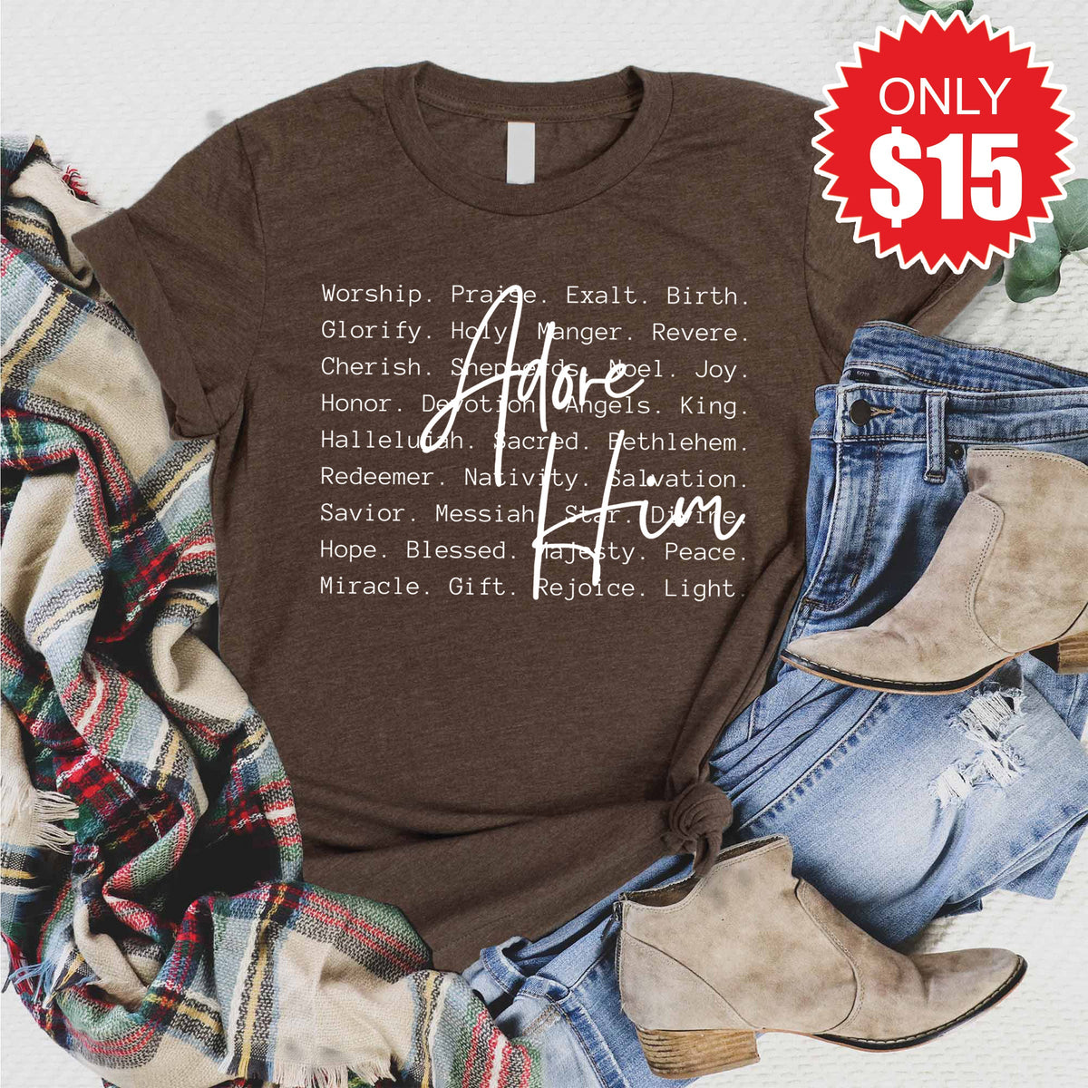 Adore Him Tee - Heather Brown - 15 product image 1