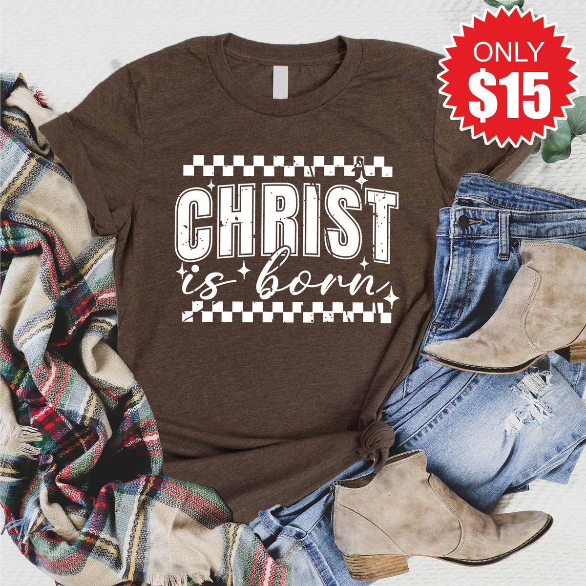 Christ Is Born Tee - Heather Brown - 15 product image 1