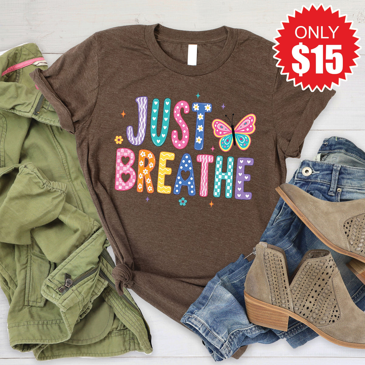 Just Breathe Tee - Heather Brown - 15 product image 1