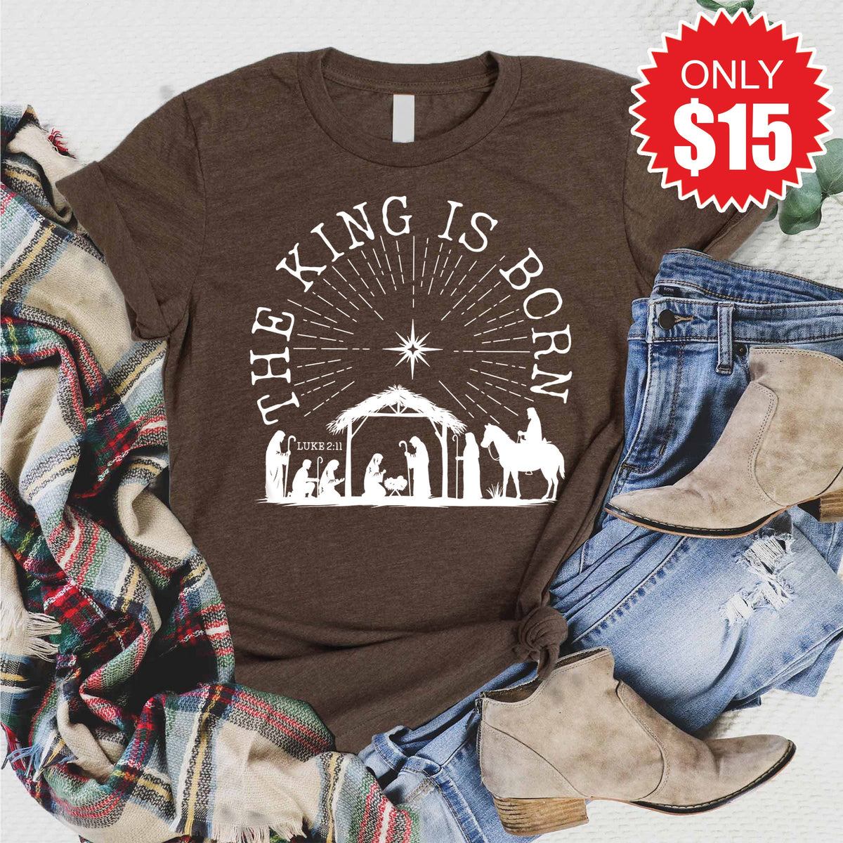 The King Is Born Tee - Heather Brown - 15 product image 1