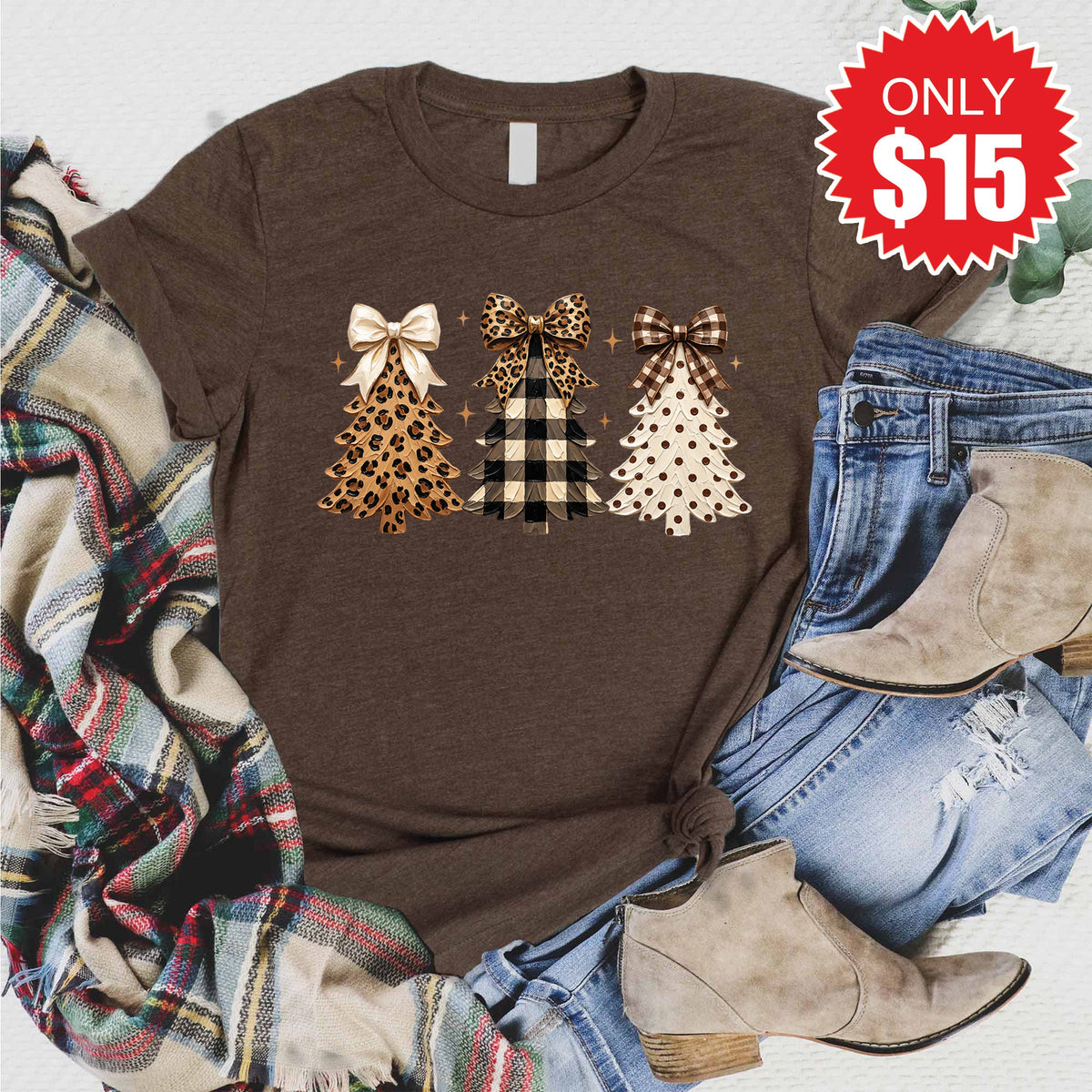 Christmas Leopard Tee - Heather Brown - 15 product image 1