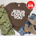 Jesus Loves You Tee - Heather Brown - 15 product image 1
