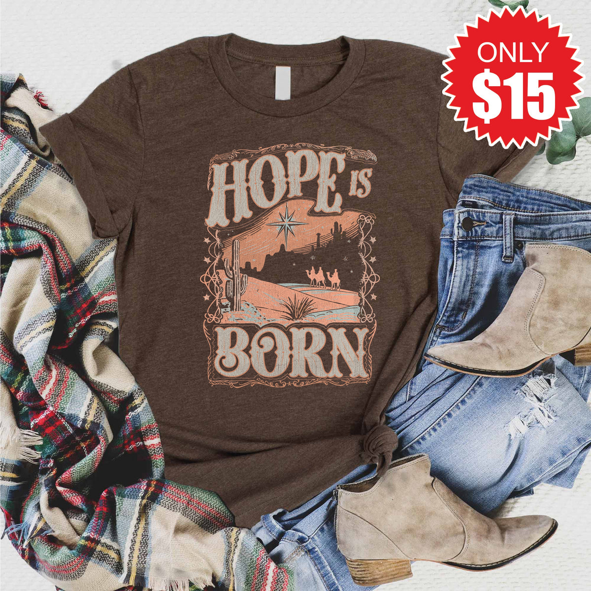 Hope Is Born Tee - Heather Brown - 15 product image 1