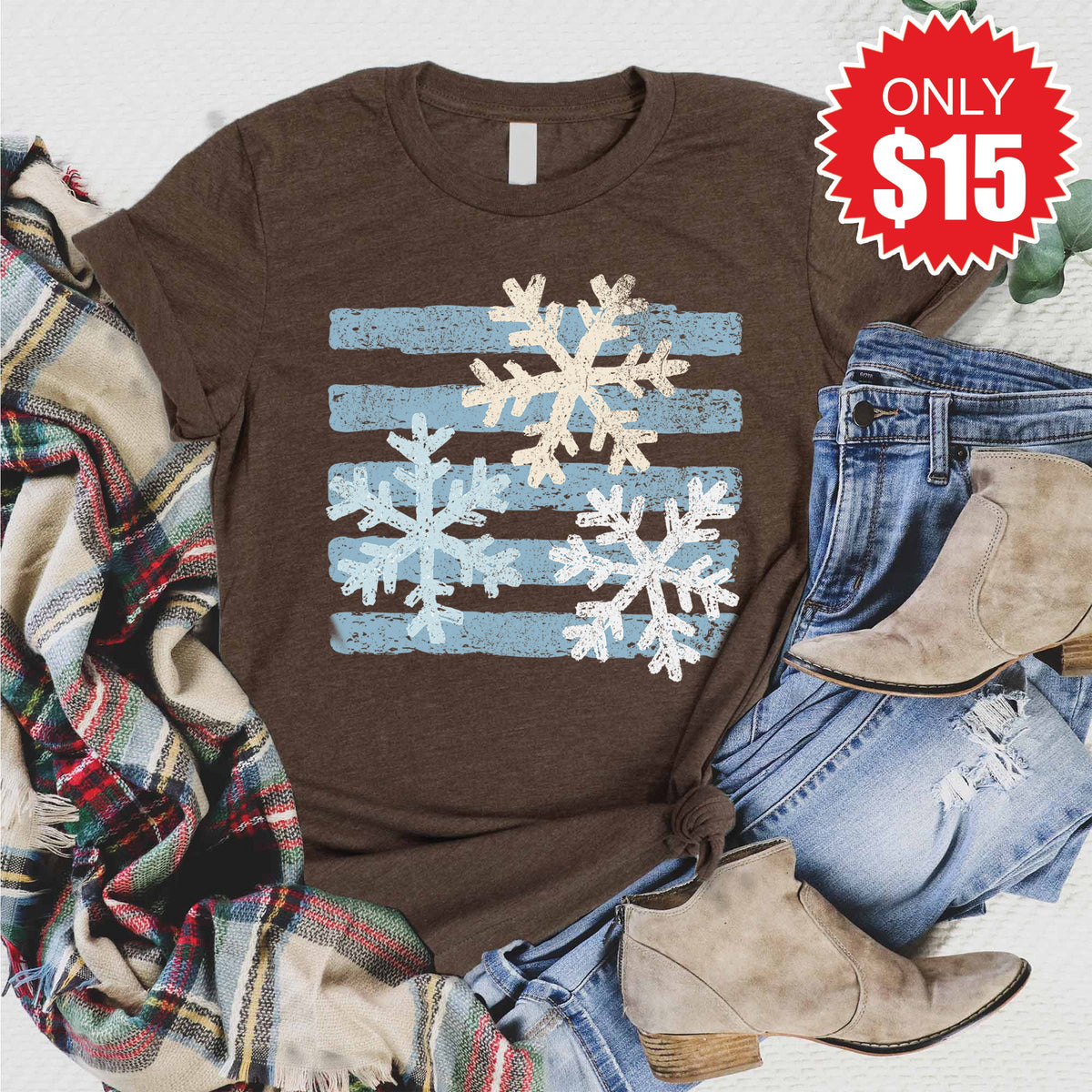 Snow Flakes Tee - Heather Brown - 15 product image 1