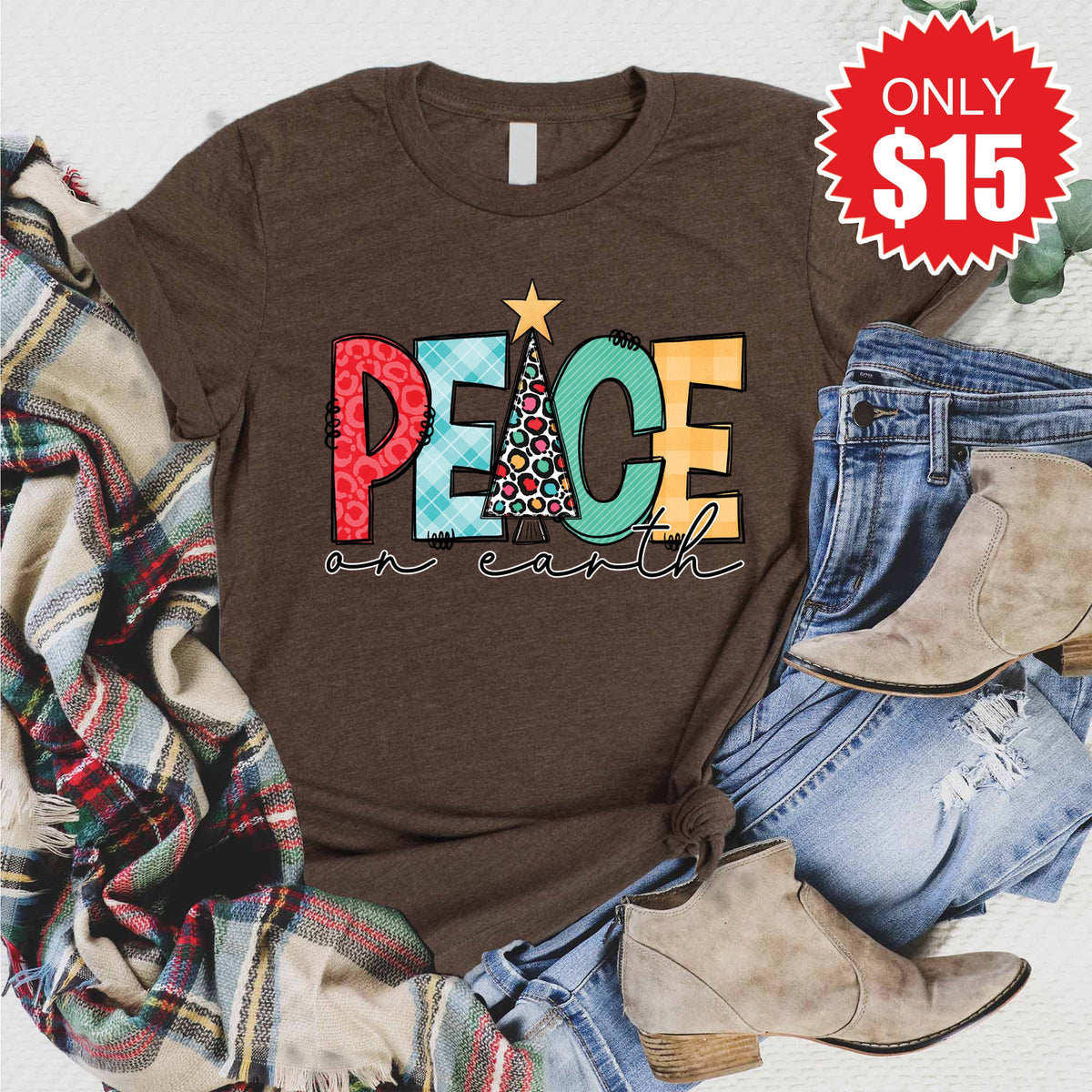 Peace On Earth Tee - Heather Brown - 15 product image 1