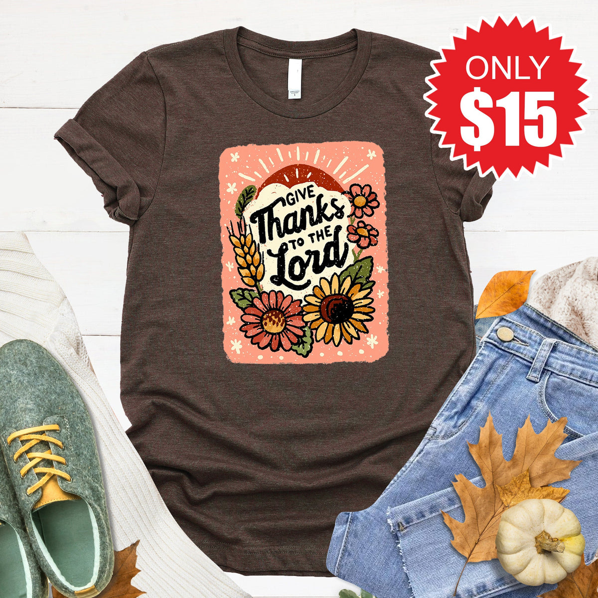 Give Thanks Tee - Heather Brown - 15 product image 1
