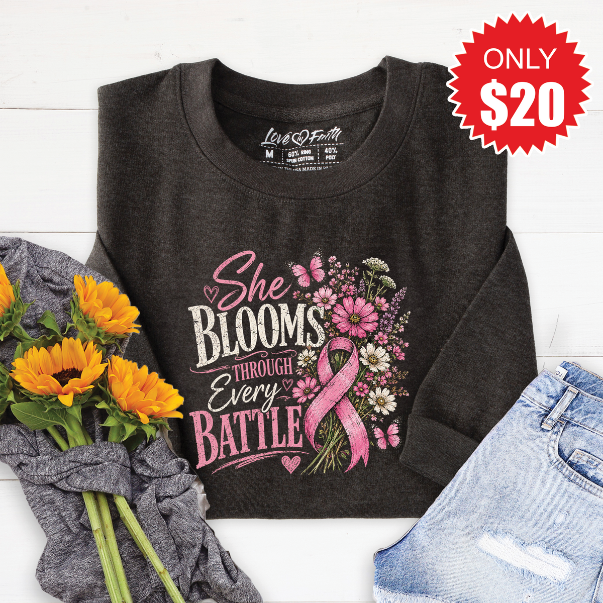 She Blooms Sweatshirt - Heather Charcoal - 20 product image 1
