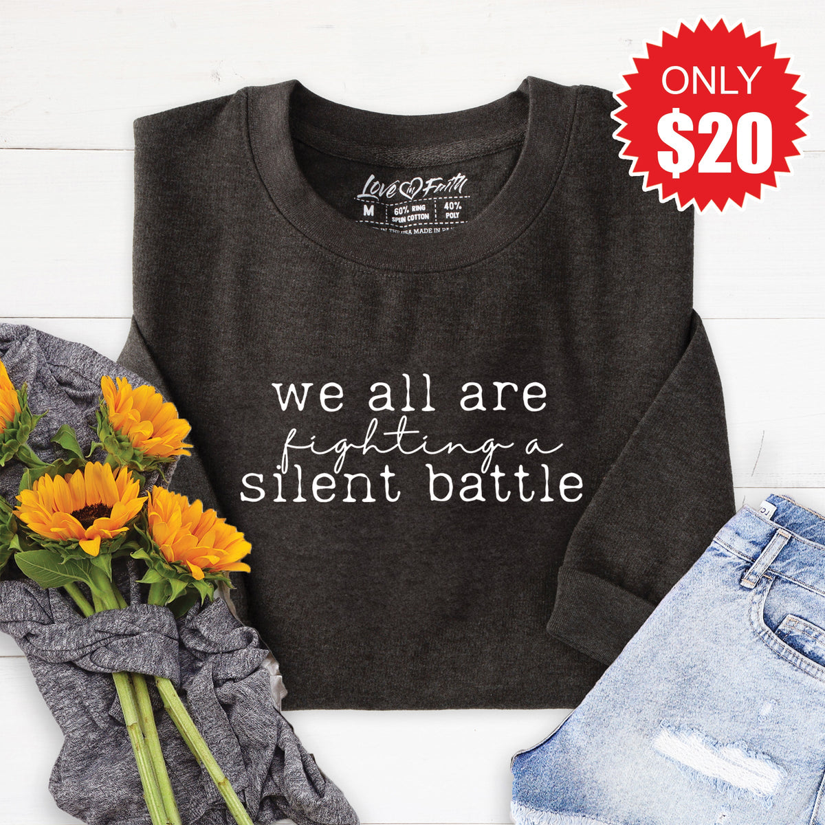 Silent Battle Sweatshirt - Heather Charcoal - 20 product image 1