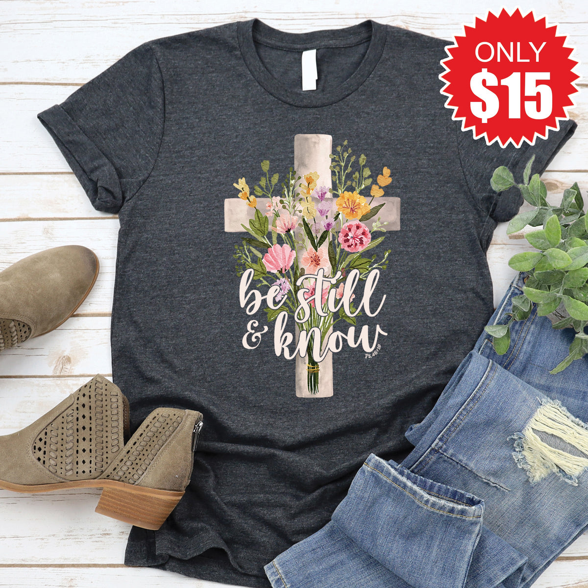 Be Still Bouquet Tee - Heather Charcoal - 15 product image 1