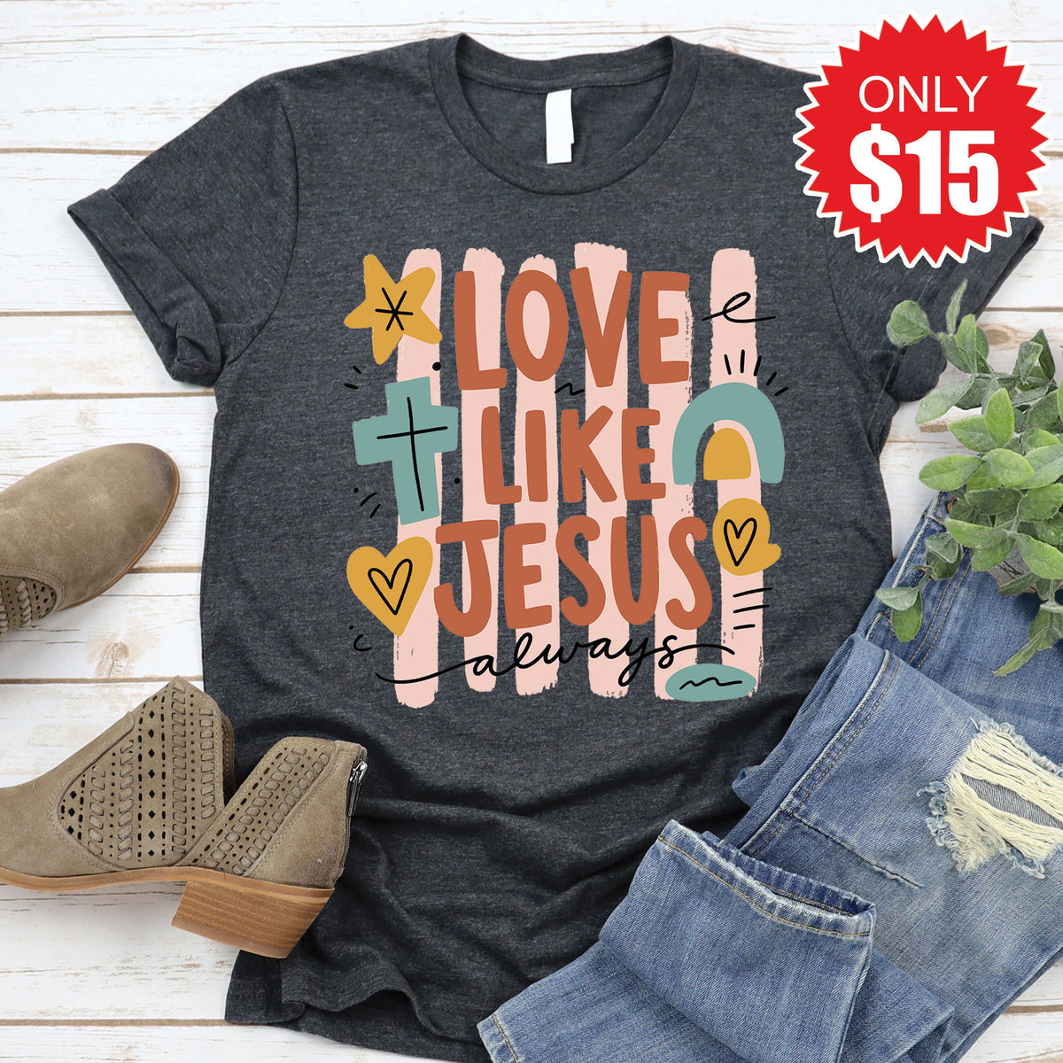 Love Like Jesus Tee - Heather Charcoal - 15 product image 1