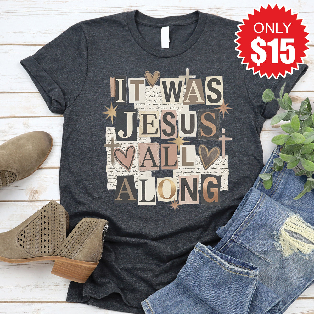 It Was Jesus Tee - Heather Charcoal - 15 product image 1