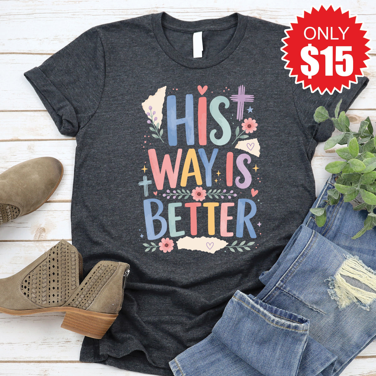 His Way Is Better Tee - Heather Charcoal - 15 product image 1