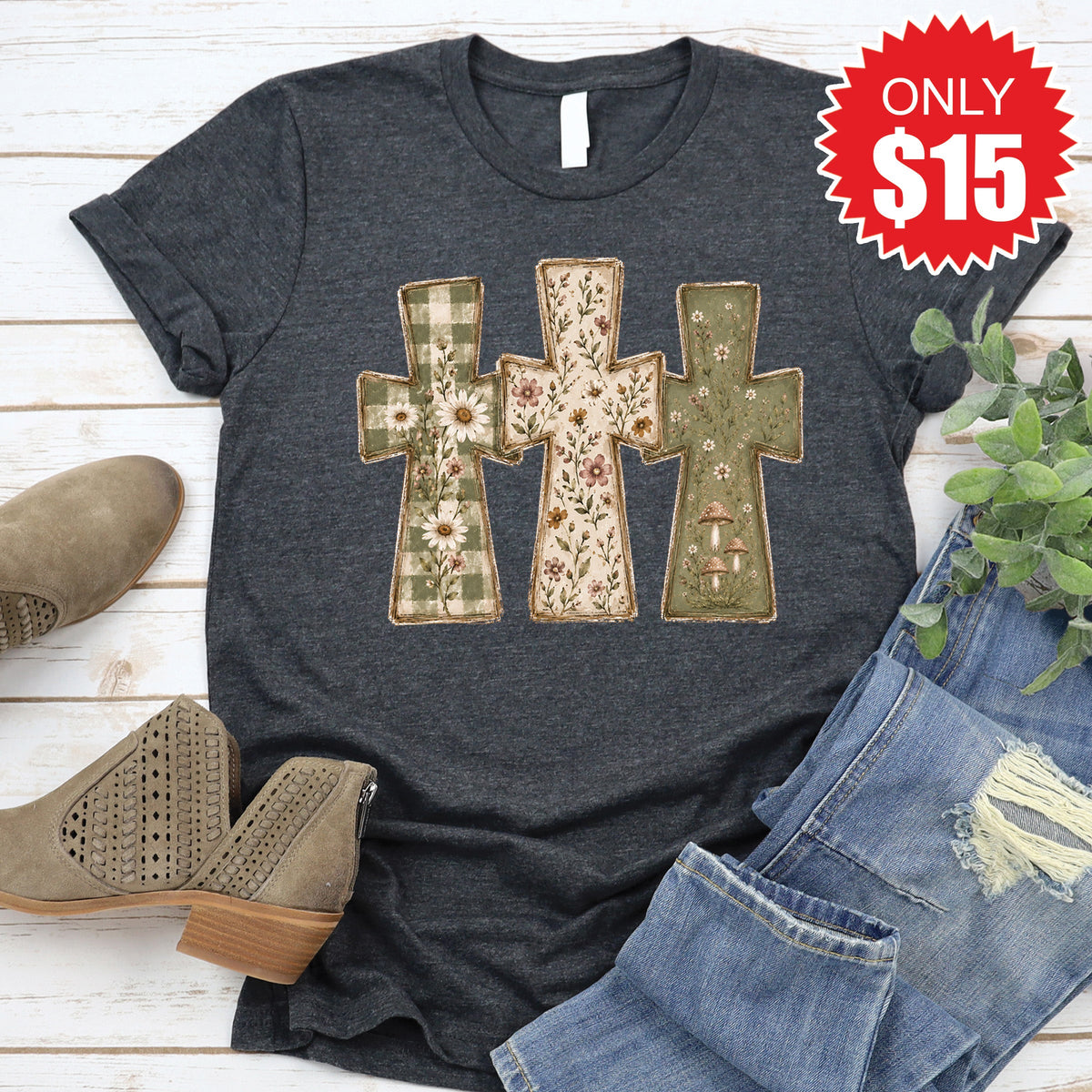 Crosses Tee - Heather Charcoal - 15 product image 1