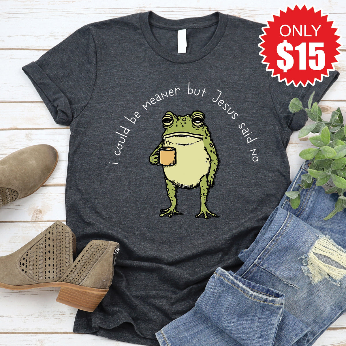 Jesus Said No Tee - Heather Charcoal - 15 product image 1