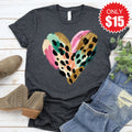 Leopard Heart Tee - Heather Charcoal - 15 product image 1