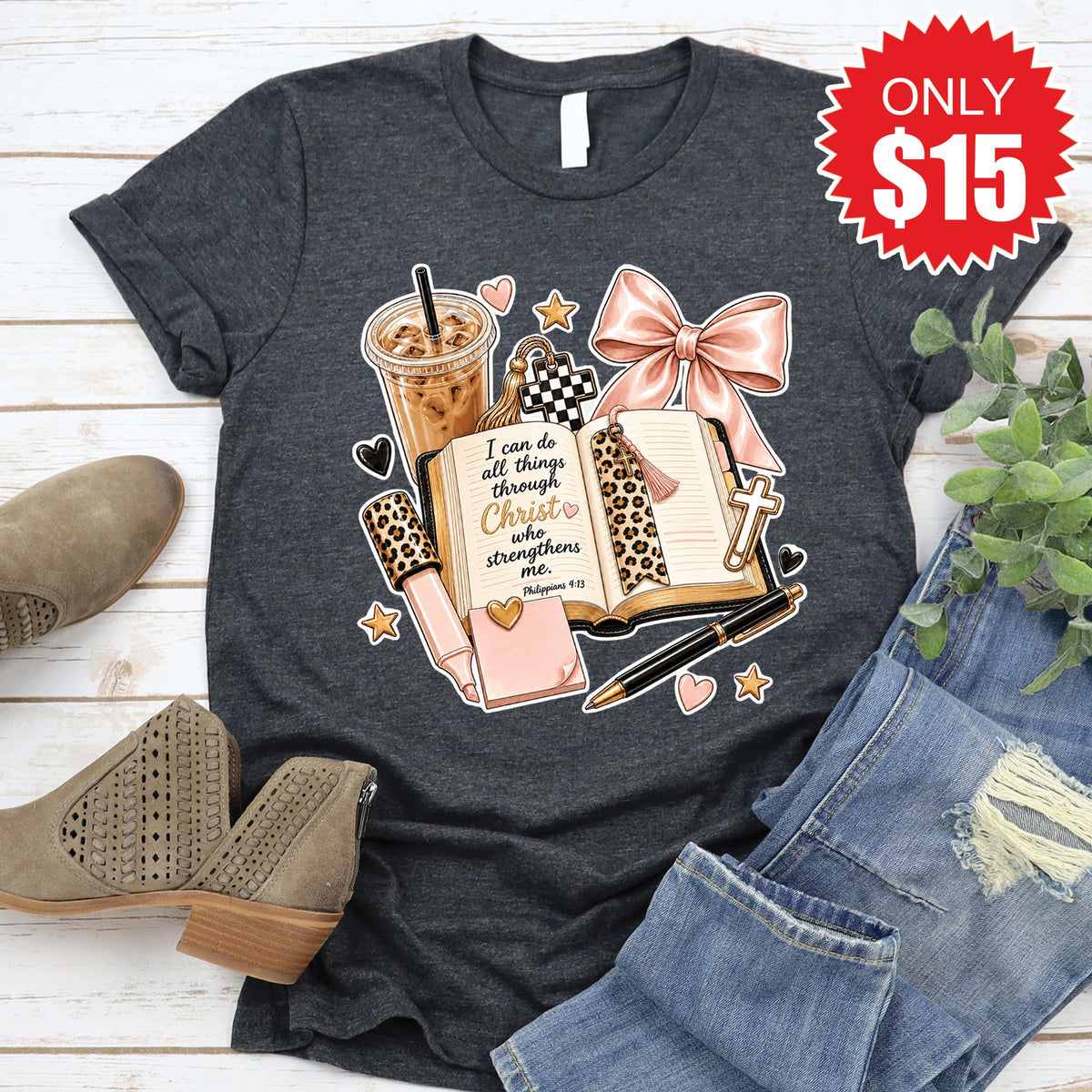 I Can Do All Things Tee - Heather Charcoal - 15 product image 1