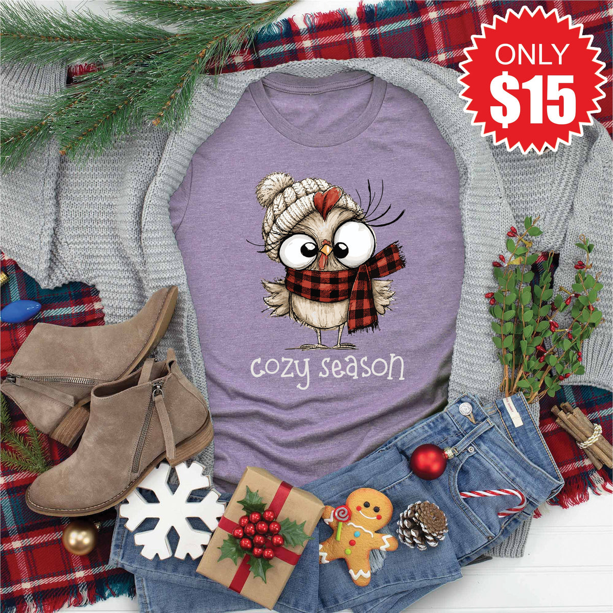 Cozy Season Tee - Heather Deep Purple - 15 product image 1