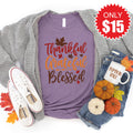 Thankful, Grateful, Blessed Tee - Heather Deep Purple - 15 product image 1
