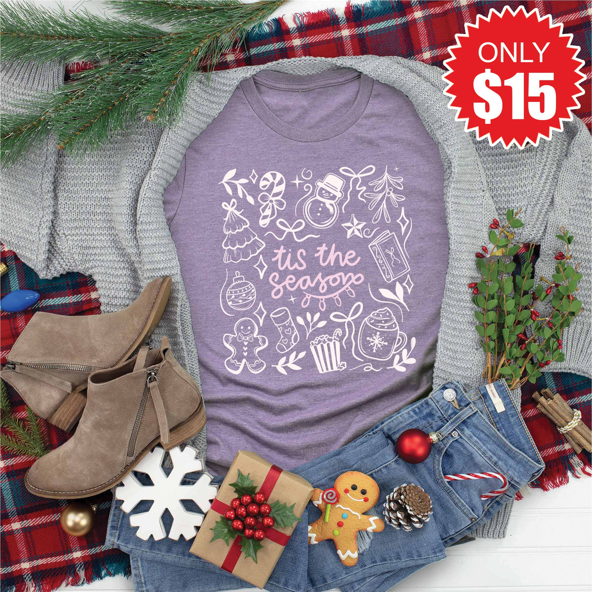Tis The Season Tee - Heather Deep Purple - 15 product image 1