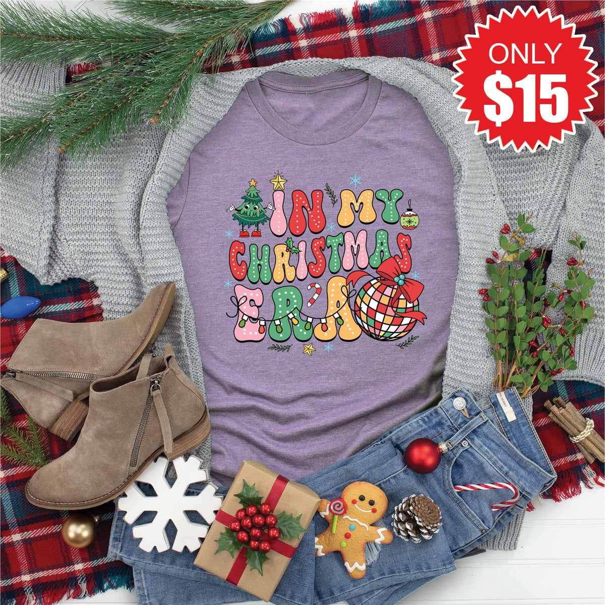 In My Christmas Era Tee - Heather Deep Purple - 15 product image 1