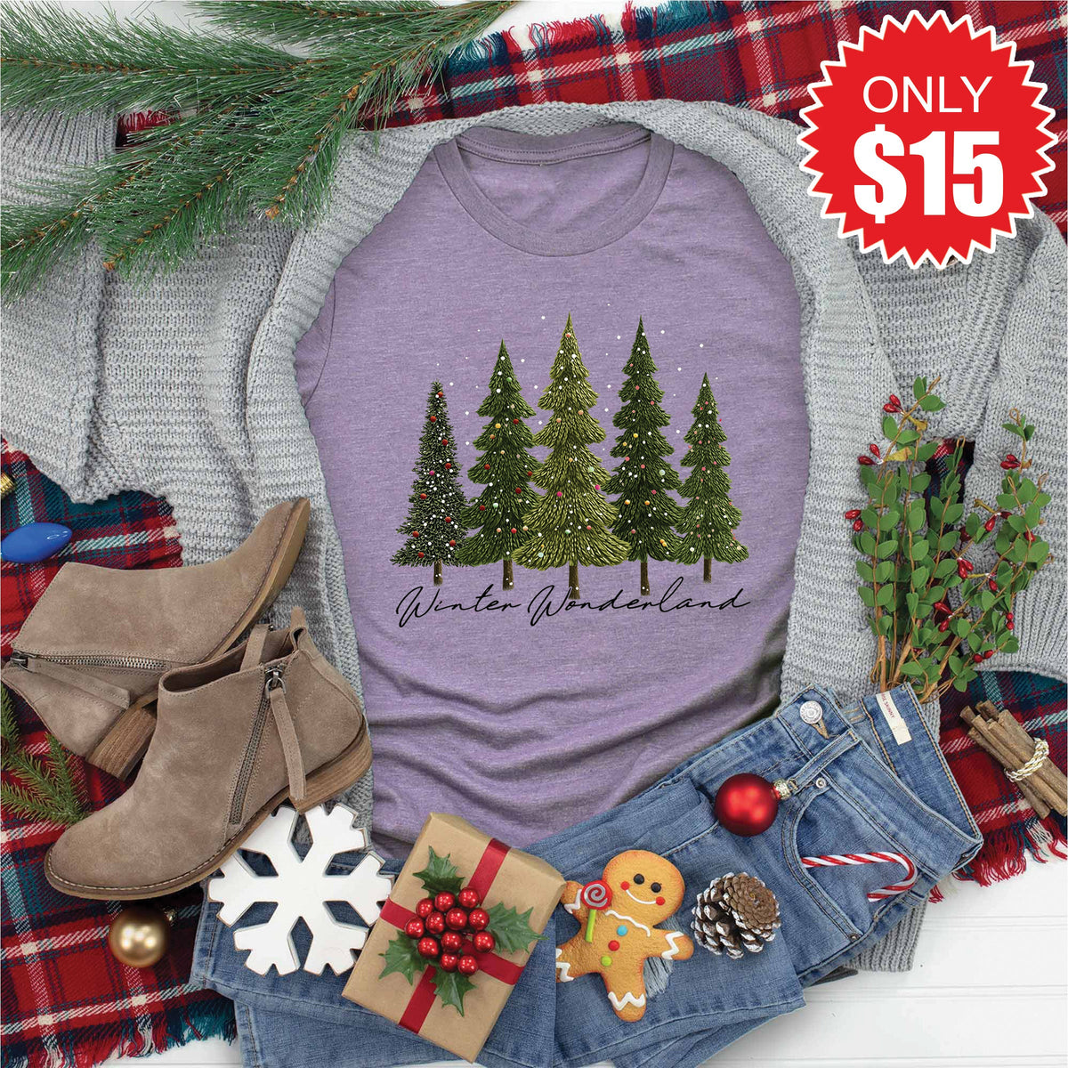 Winter Wonderland Tee - Heather Deep Purple - 15 product image 1