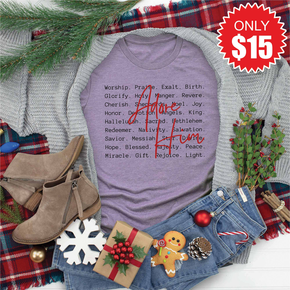 Adore Him Tee - Heather Deep Purple - 15 product image 1