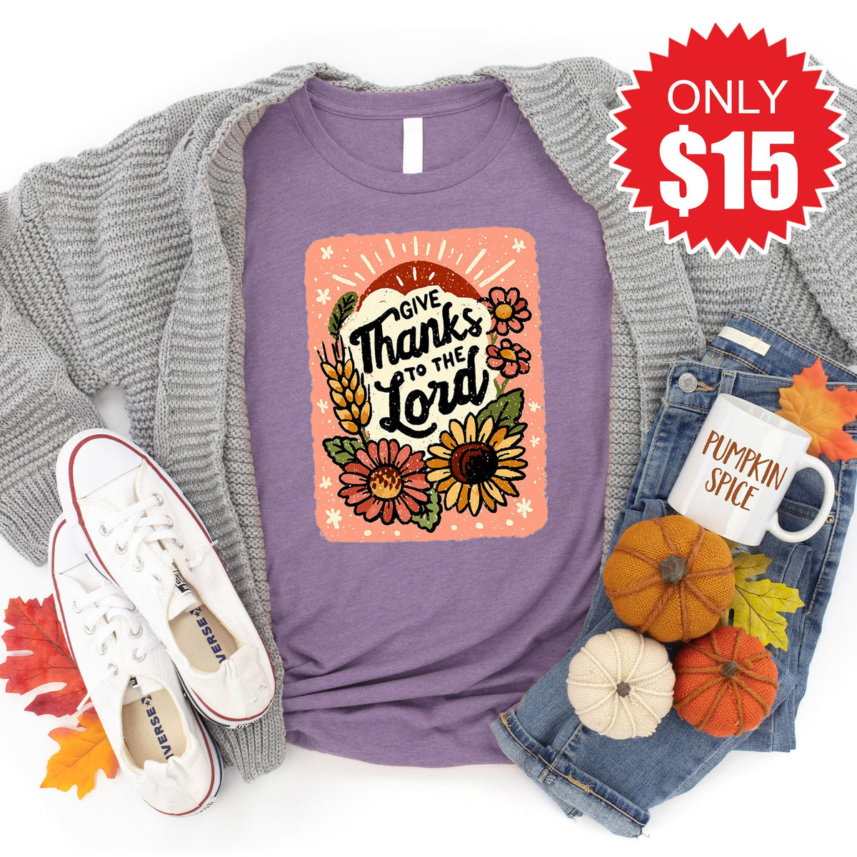 Give Thanks Tee - Heather Deep Purple - 15 product image 1