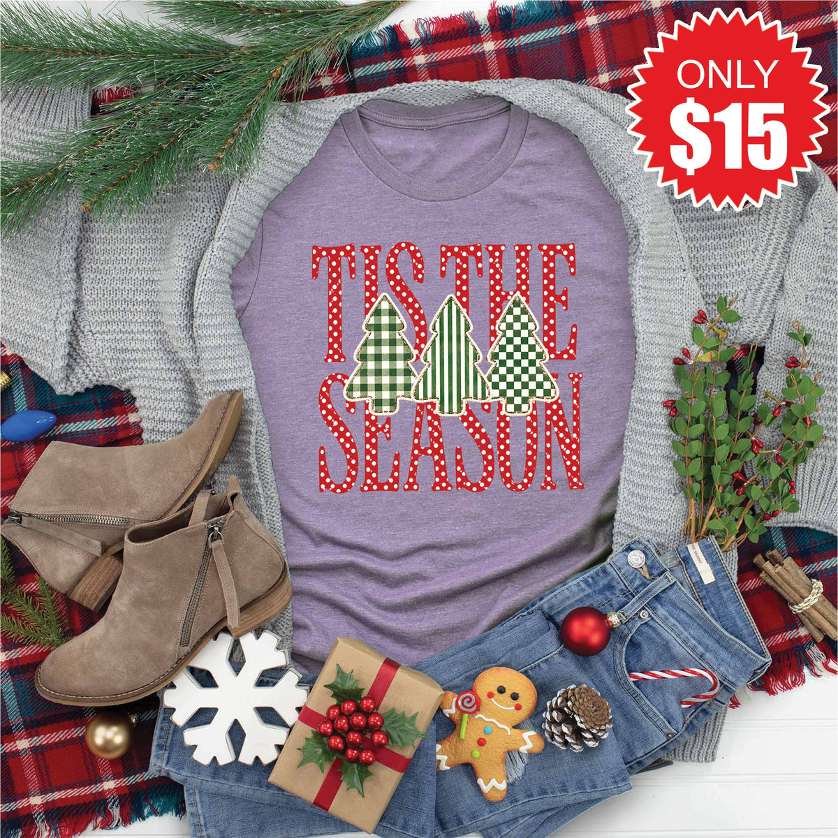 Tis The Season Tee - Heather Deep Purple - 15 product image 1