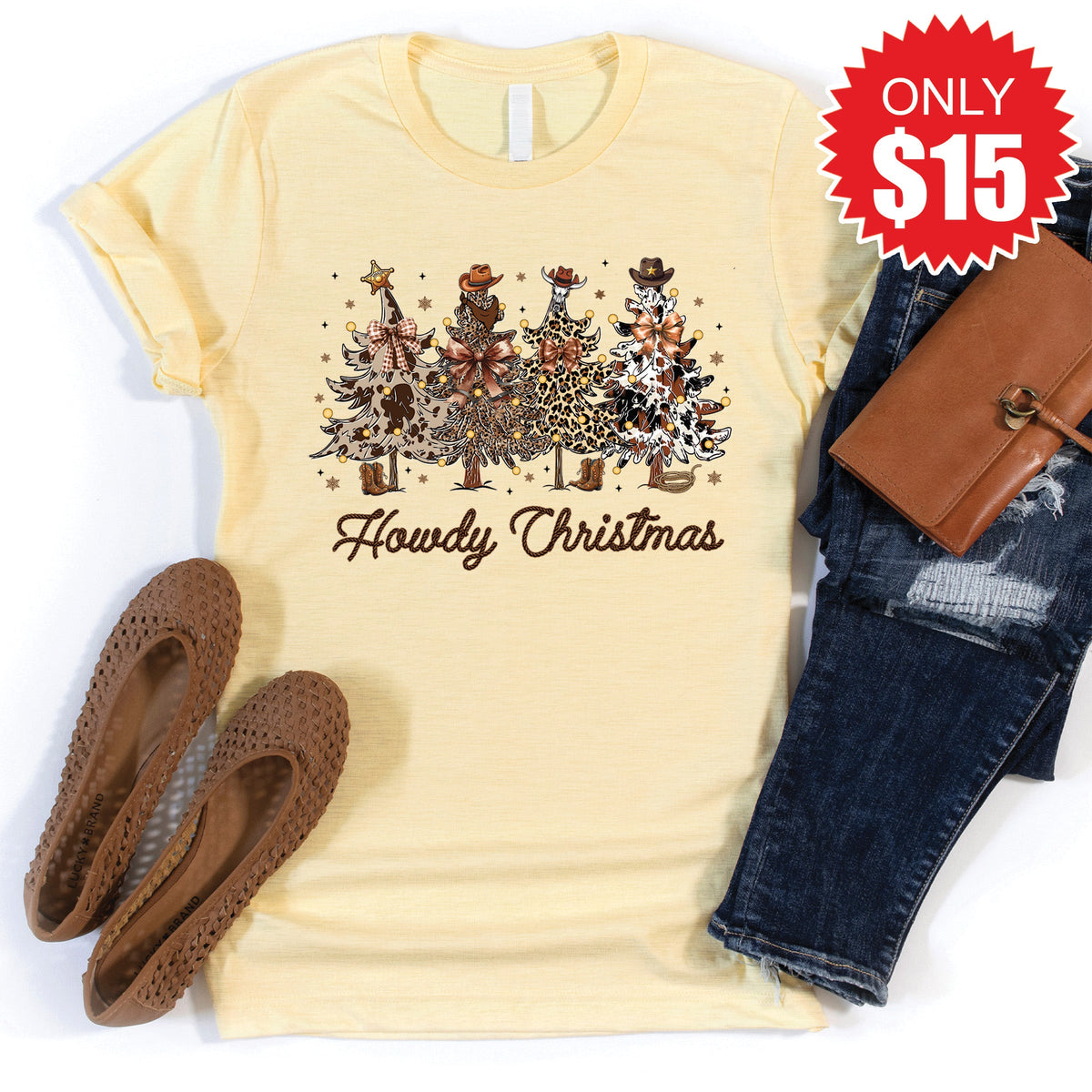Howdy Christmas Tee - Heather French Vanilla - 15 product image 1