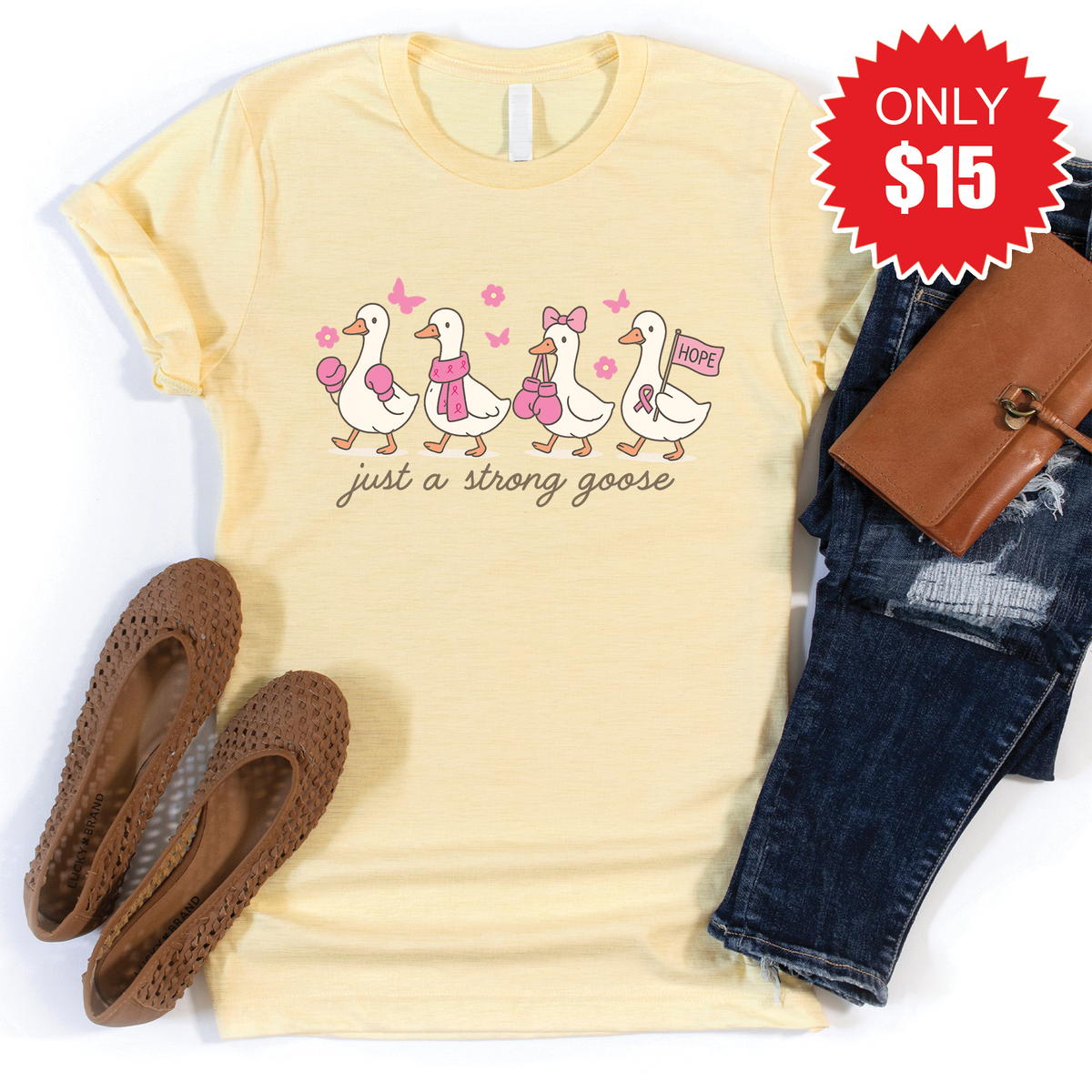 Strong Goose Tee - Heather French Vanilla - 15 product image 1