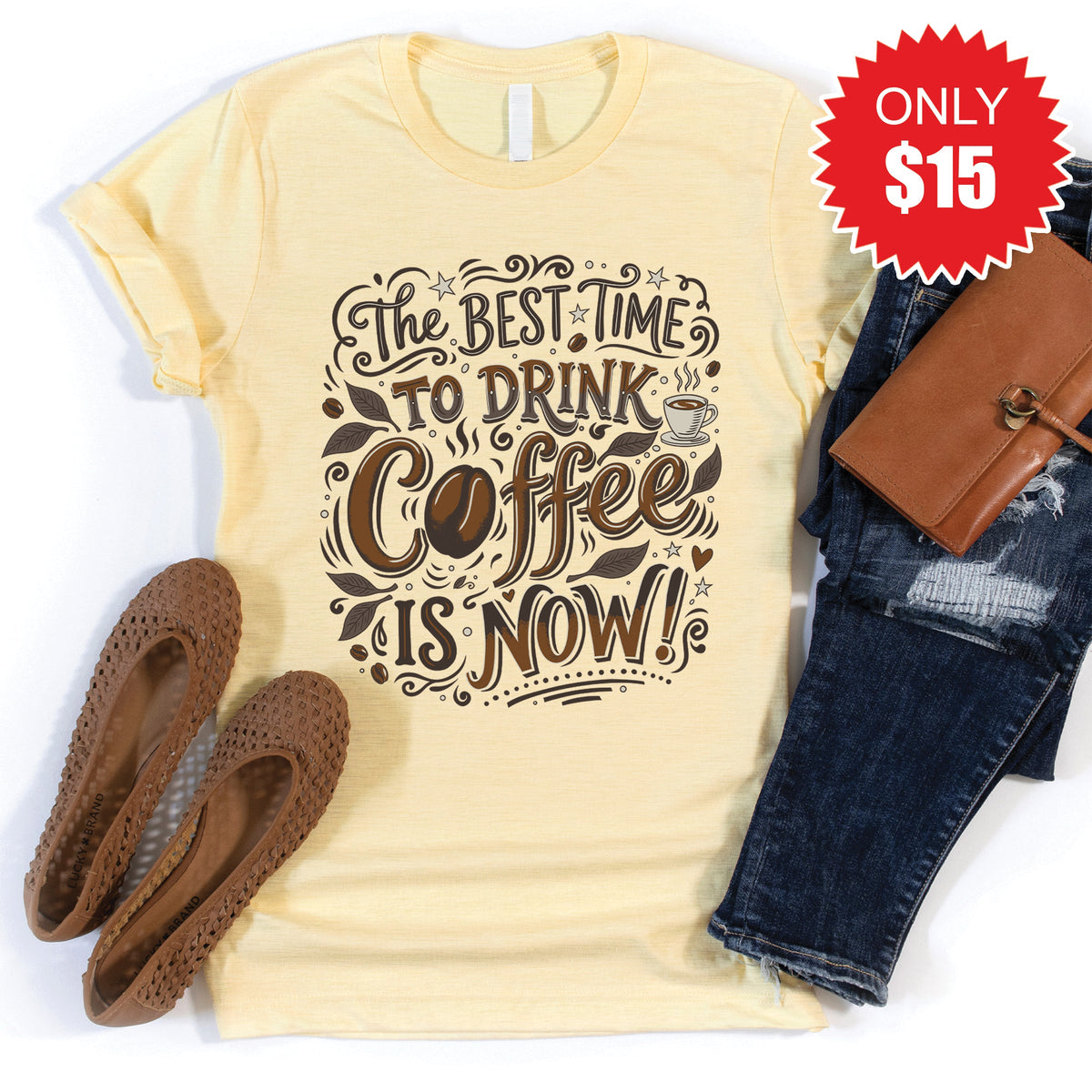 Coffee Now Tee - Heather French Vanilla - 15 product image 1