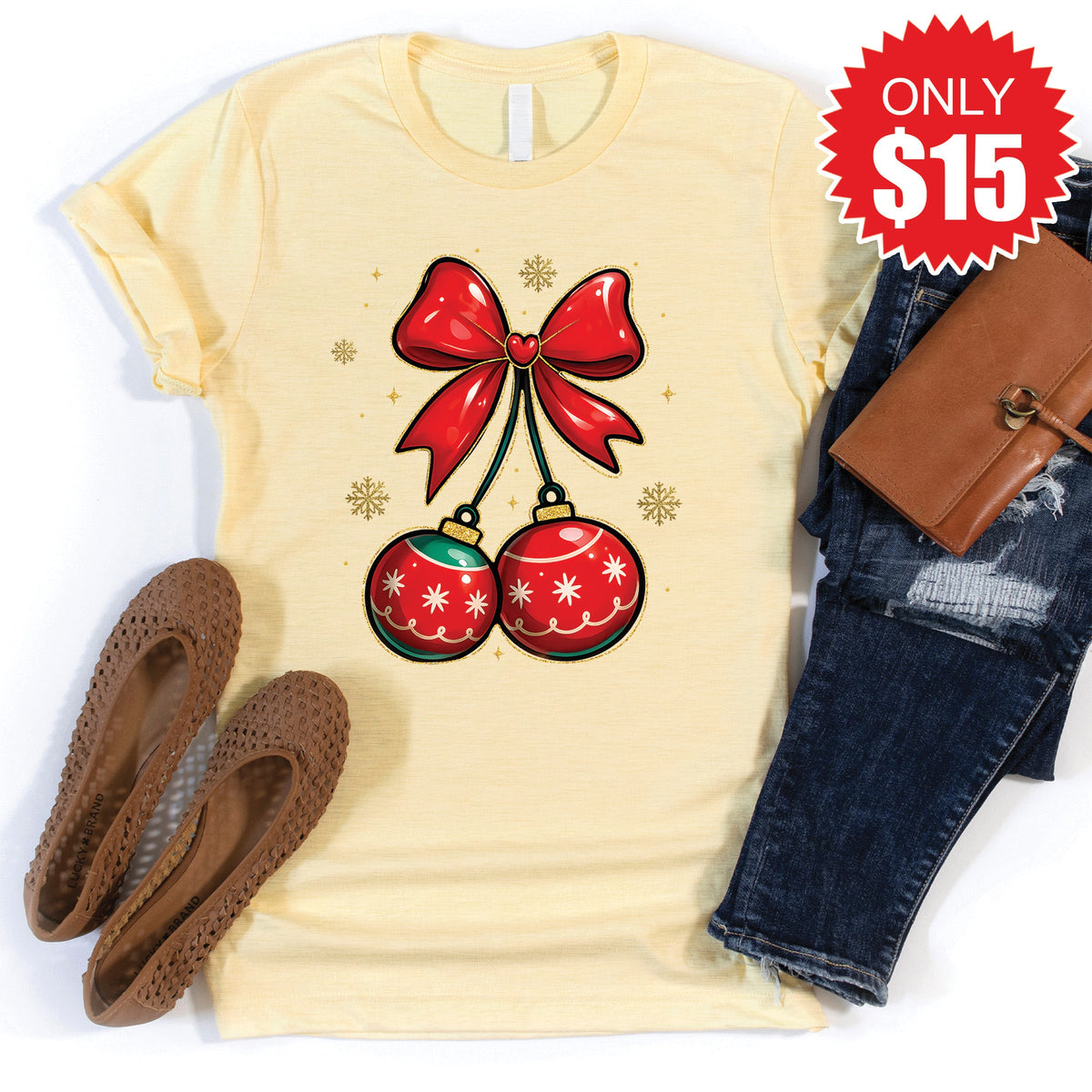 Christmas Cherries Tee - Heather French Vanilla - 15 product image 1