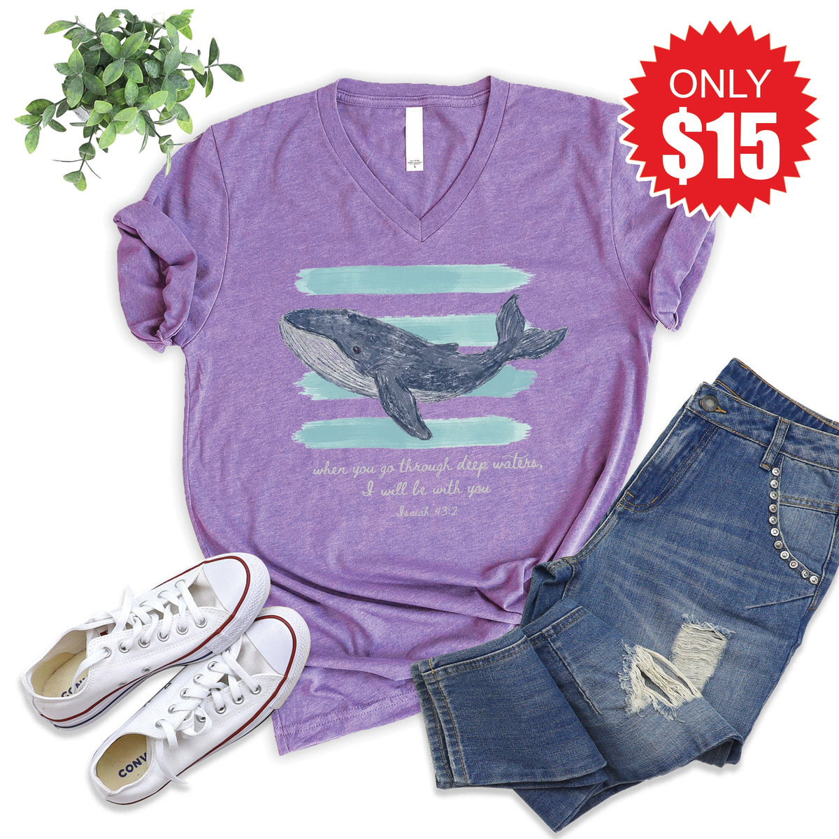 Deep Waters V-Neck - Heather Grape - 15