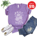 Pray Hope And Believe V-Neck - Heather Grape - 15
