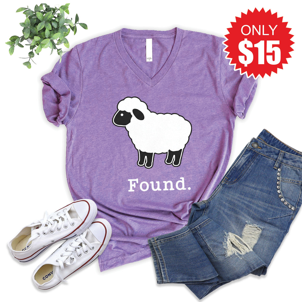 Found V-Neck - Heather Grape - 15