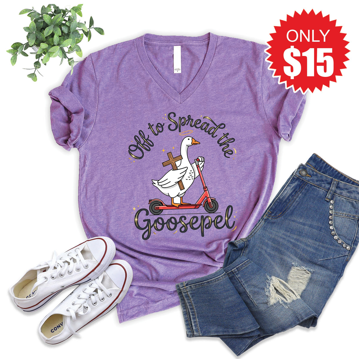 Goosepel V-Neck - Heather Grape - 15