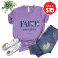 Faith Over Fear V-Neck - Heather Grape - 15