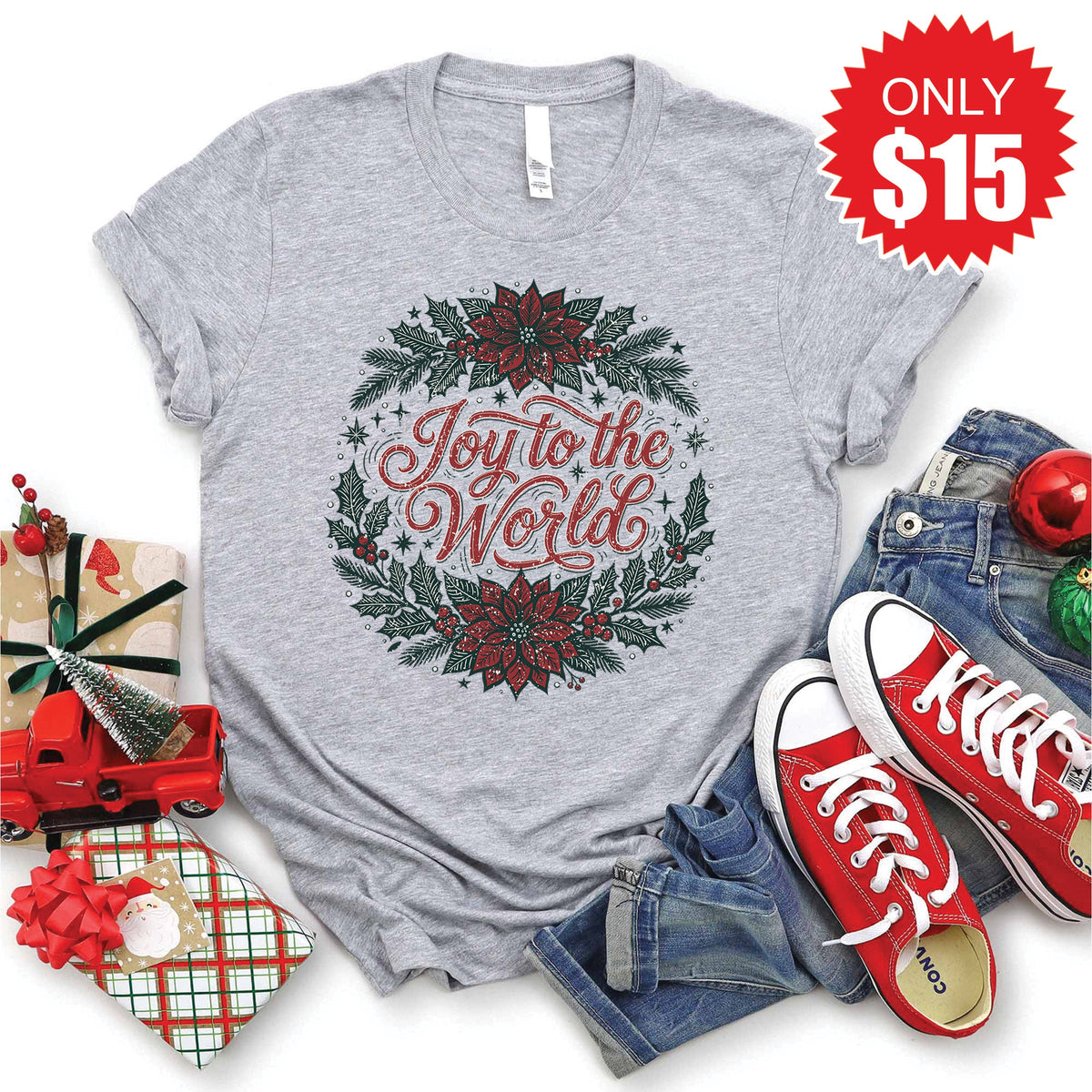 Joy to the World Tee - Heather Grey - 15 product image 1