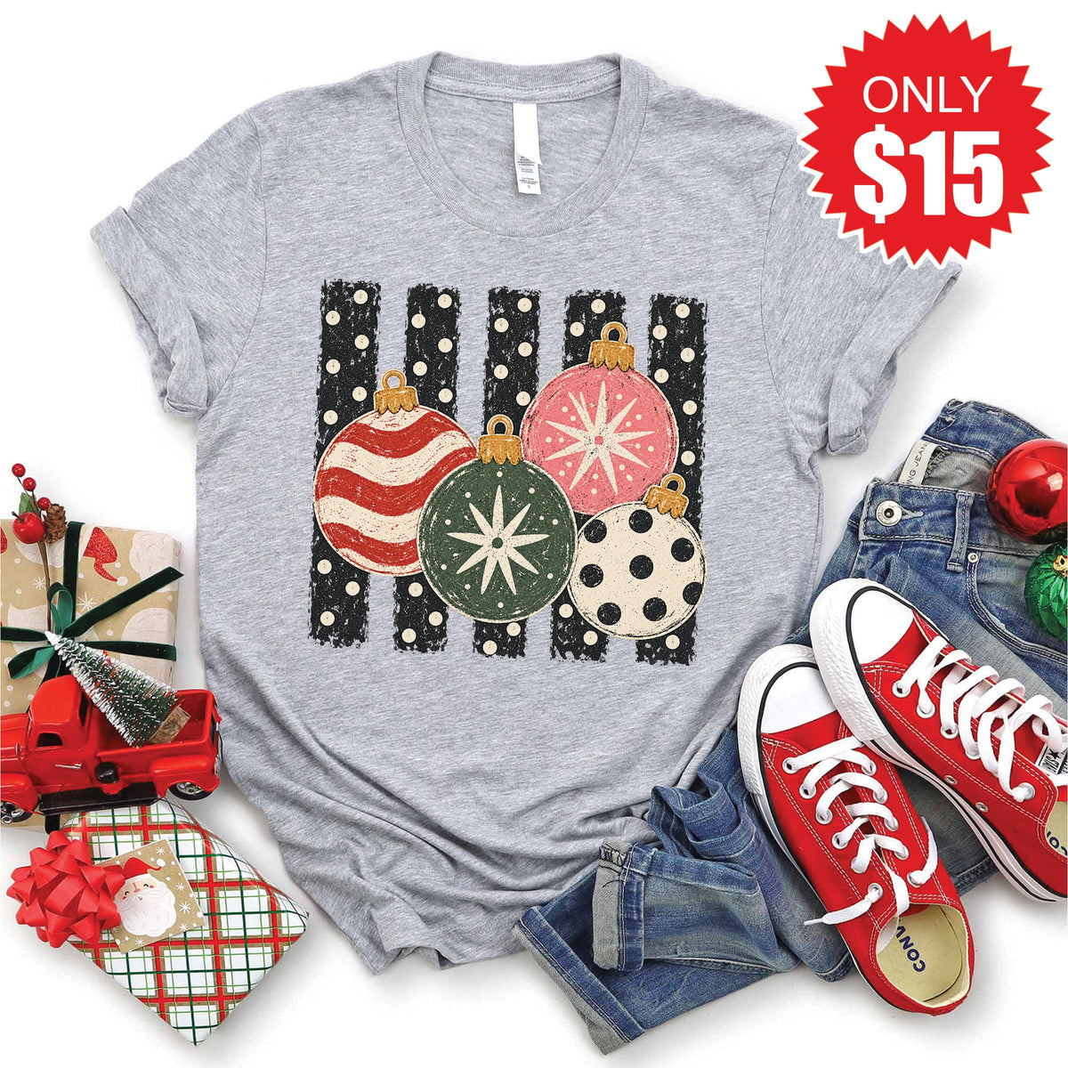 Christmas Ornaments Tee - Heather Grey - 15 product image 1