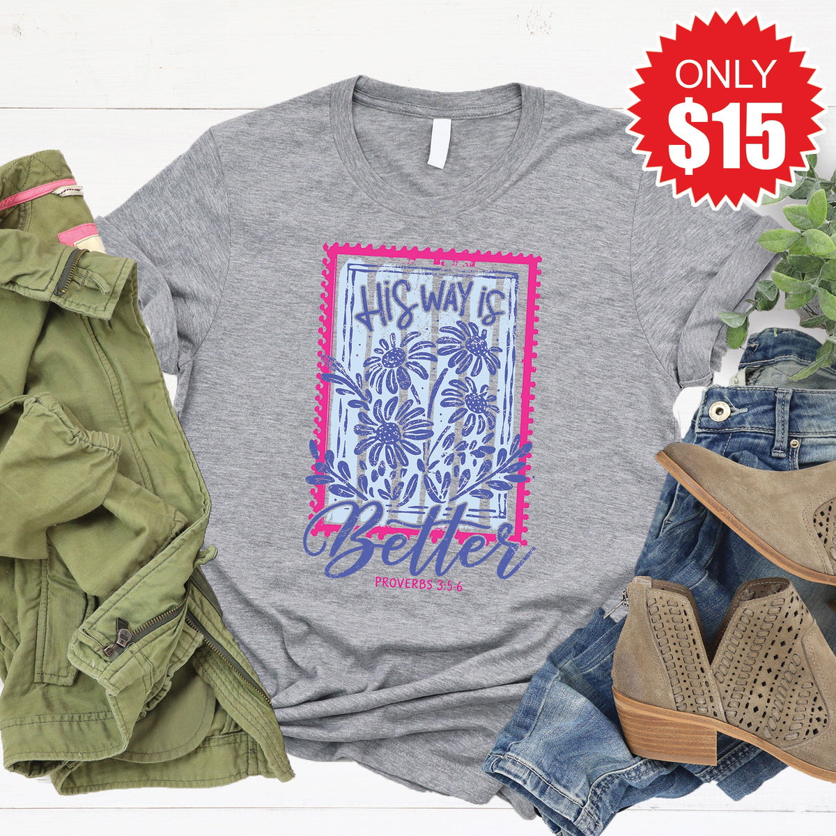 His Way Is Better Tee - Heather Grey - 15 product image 1
