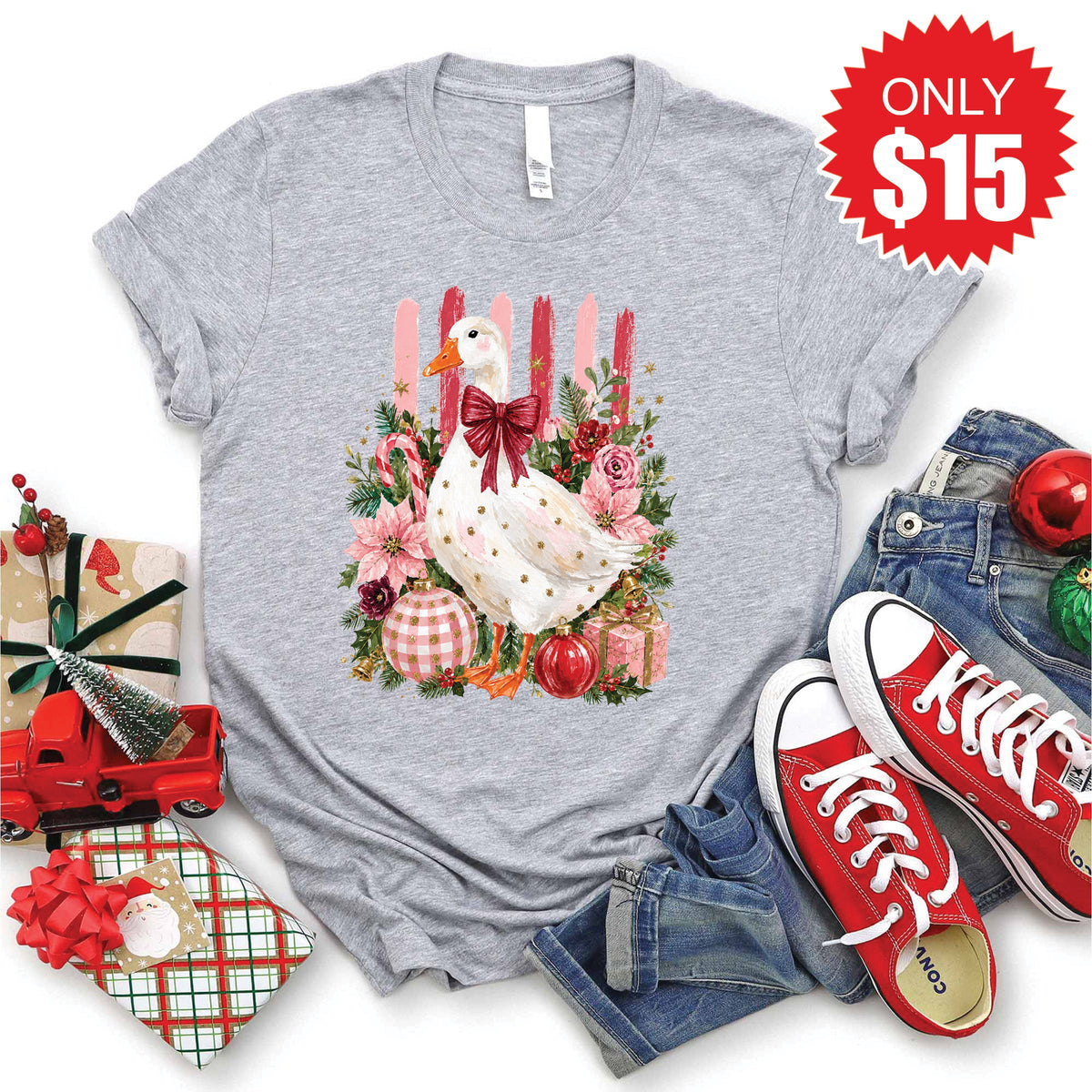 Christmas Goose Tee - Heather Grey - 15 product image 1