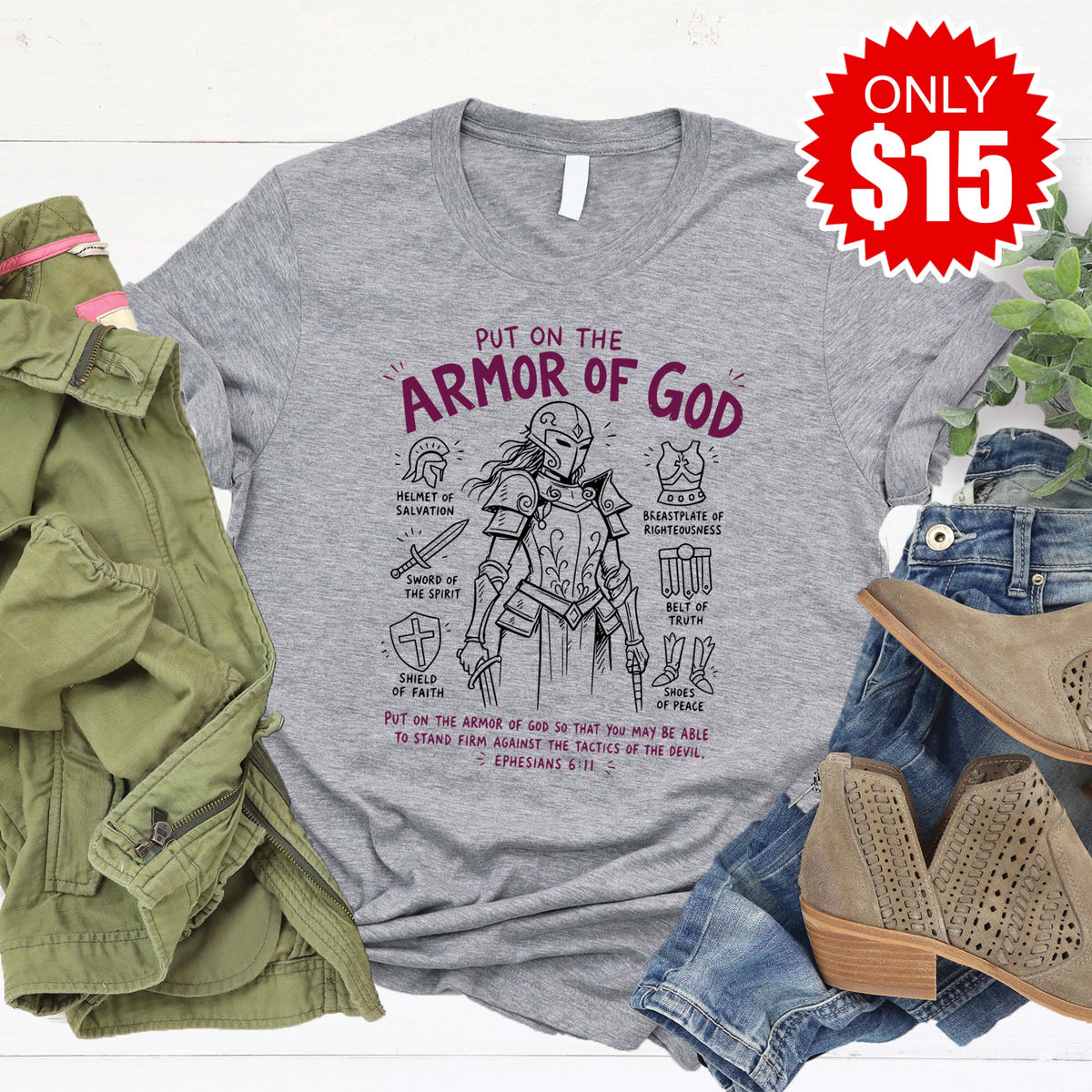 Armor of God Tee - Heather Grey - 15 product image 1